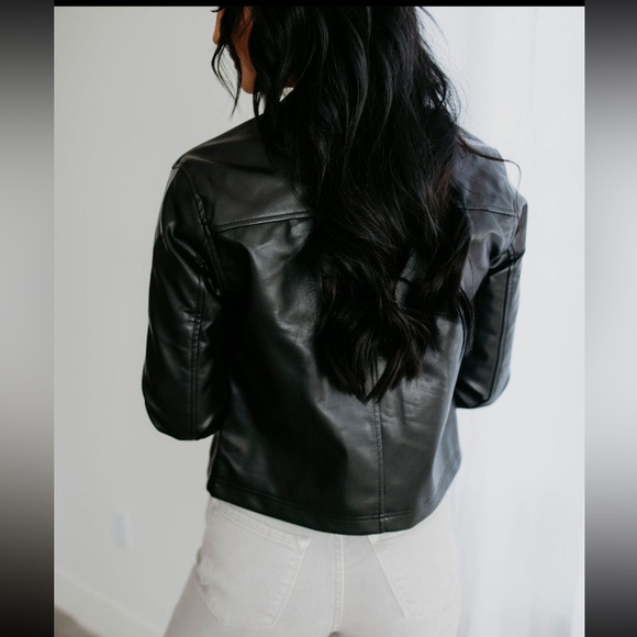 Stoosh Robyn Faux Leather Racing Jacket Front Zip Vegan Leather Womens Size S - Picture 2 of 10